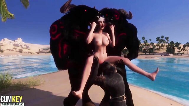 Dois Monstros usando Bomba de pênis e gozando Na Vagina Apertada | Grande Monstro | 3D Porn Wild Life | Cumkeys | Erotico