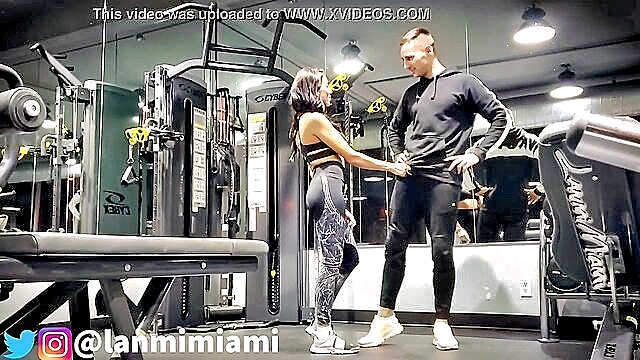 A seductive Caucasian woman with a stunning physique encounters a young man at the gym, leading to a steamy encounter.