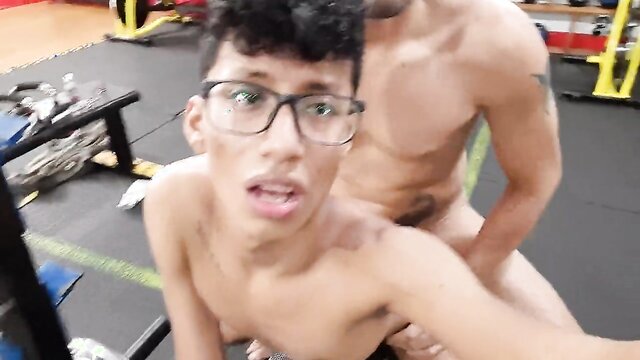 Hairless Latino trainer takes on a young gay boy