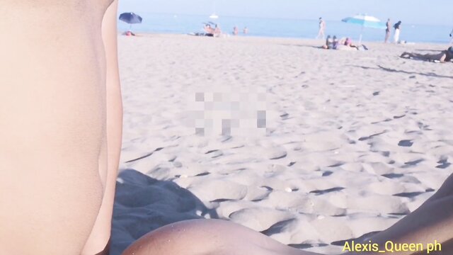 Italian amateur couple indulges in public sex on nude beach