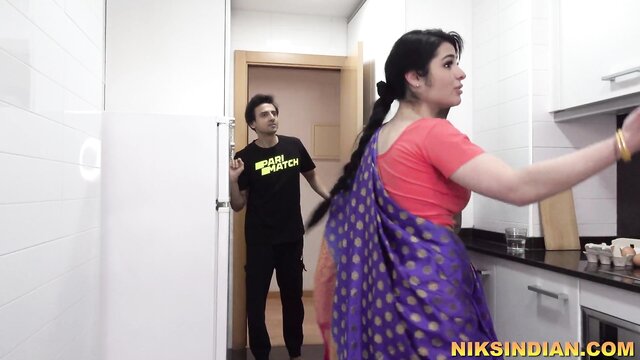 Indian MILF with big tits and big ass gets fucked by teen stepbrother