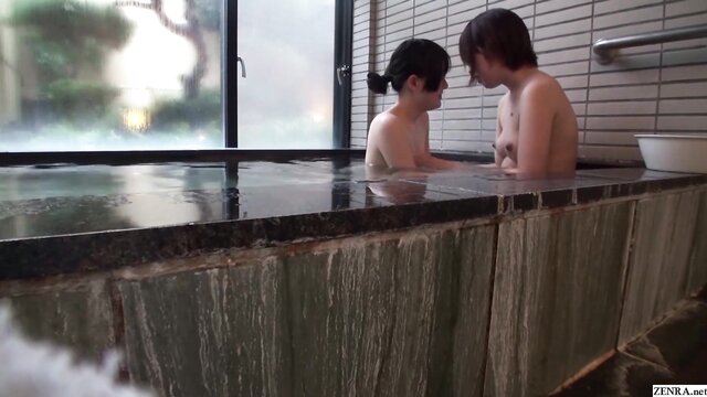 Japanese lesbian friends enjoy a naked getaway in a point of view video