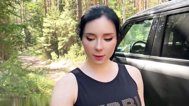 Brunette teen gets fucked by stranger in the woods - Sweetie Fox