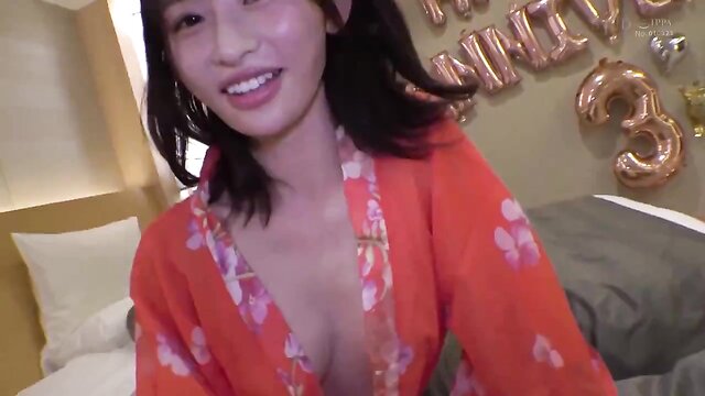 Japanese babe gives a sloppy blowjob and gets creampied