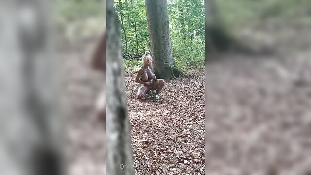 Tattooed babe gets fucked in the woods