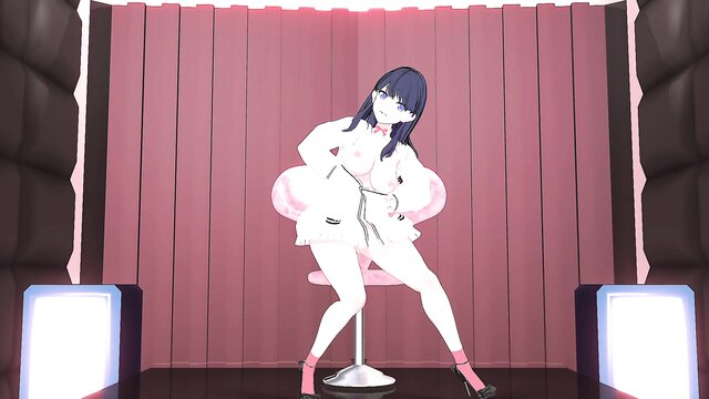 Experience a 3D dance striptease by an anime character