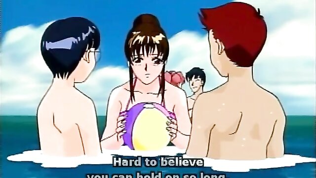 Japanese hentai with big boobs gets a massage in the outdoors