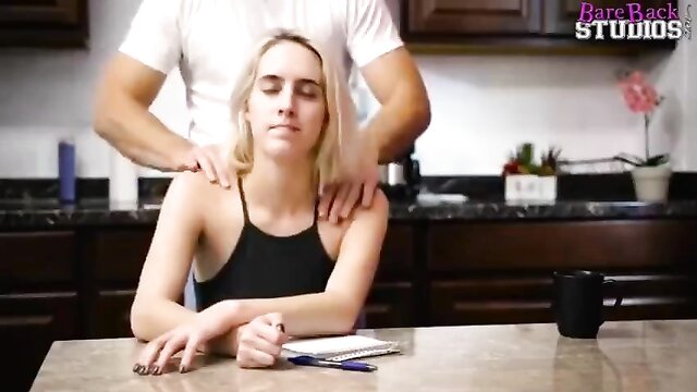 Dad drills his stepdaughter hard and fast while mom is away
