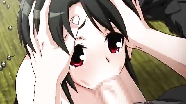 Anime girl gets her mouth fucked in hardcore video