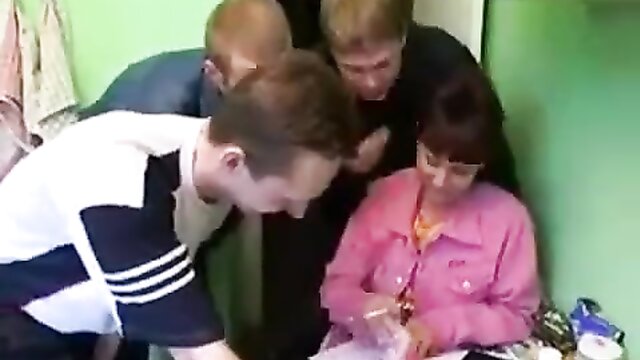 Russian MILFs engage in group sex with three men