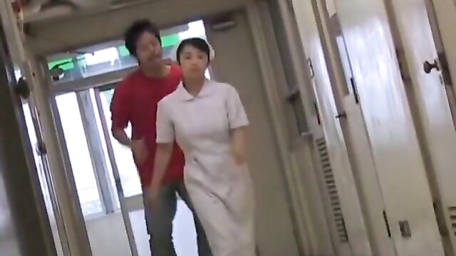 Young Japanese nurse gets sharked by an older man in amateur porn