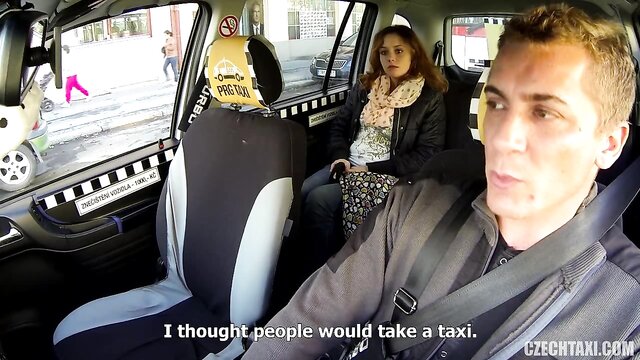 European amateur gets spied on in public and fucked in a taxi