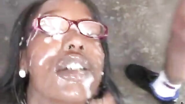 Bukkake and facial for black Taylor in interracial video