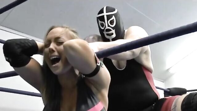 Brunette amateur gets dominated by Titan in wrestling video