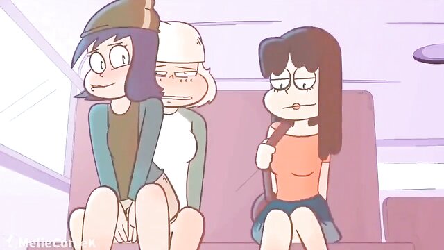 Cartoon porn with double penetration on bus